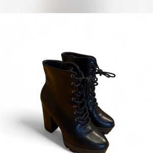 Black Lace-Up Ankle Boots